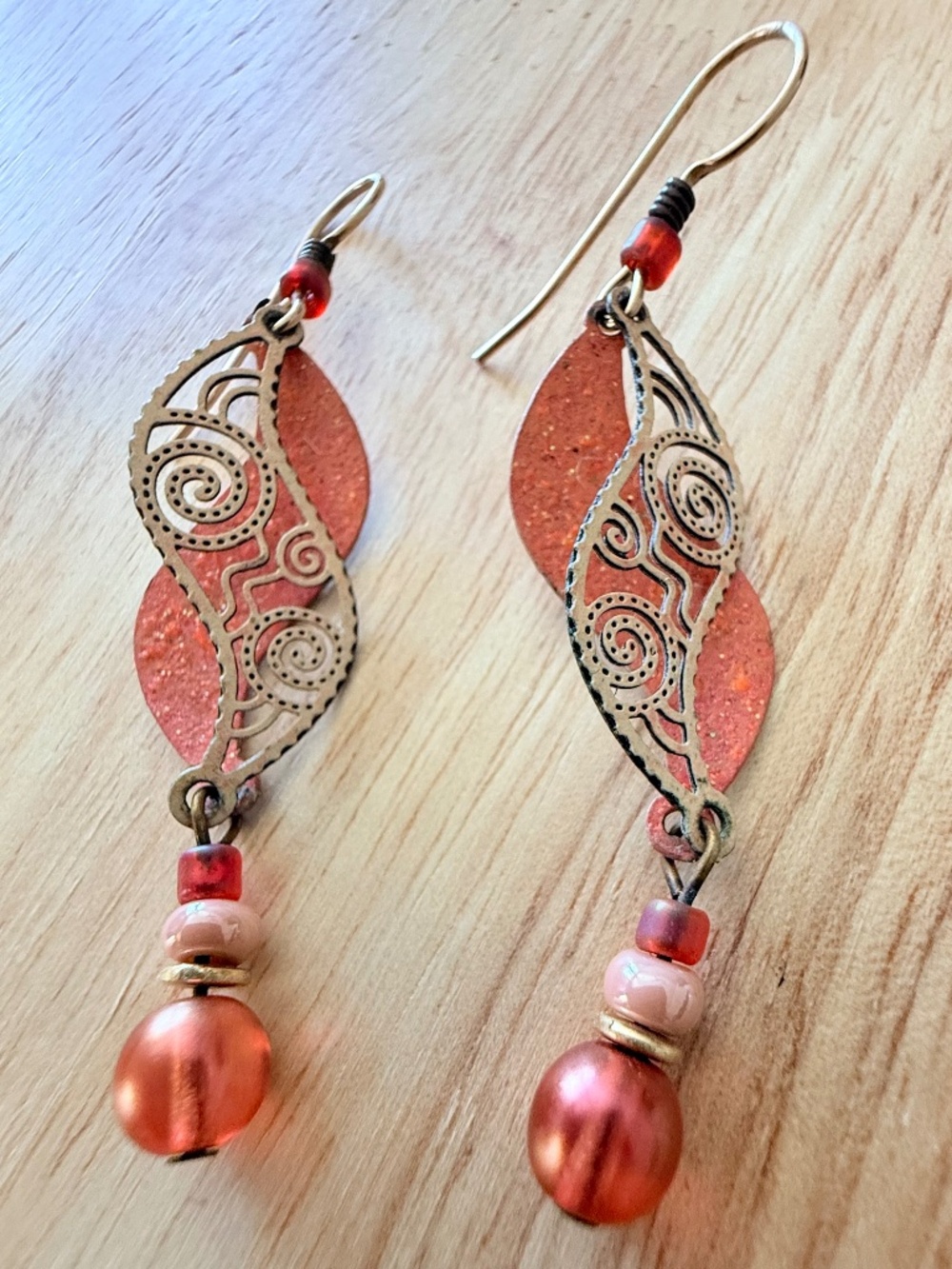 Adajio Copper Toned Filigree Design Earrings